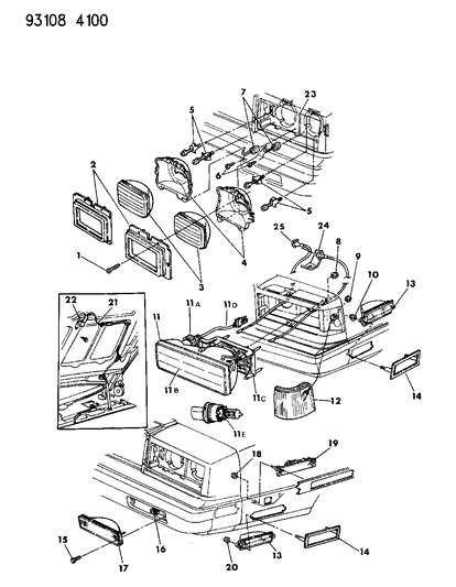 1993 Dodge Dynasty Side Marker Lamp Diagram for 5262016