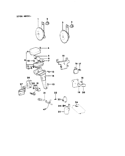 1985 Dodge Ram 50 Horn - Relay - Flasher Diagram 2 - Thumbnail