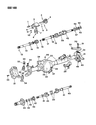 1989 Dodge D150 Axle, Front Diagram 1 - Thumbnail