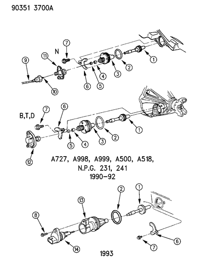 1993 Dodge D350 Cable, Speedometer With Pinion And Adapter of Automatic Transmission Diagram 1 - Thumbnail