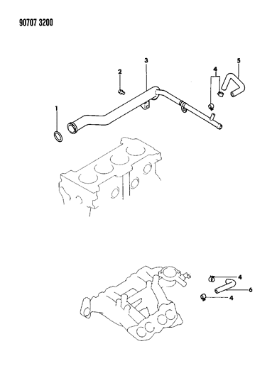 1990 Dodge Colt Water Hose & Pipe Diagram 4 - Thumbnail