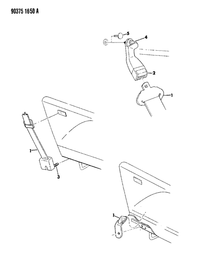 1992 Dodge Ram Wagon Retainer And Belt, Rear Seat (5 & 8 Passenger, Driver Side) Diagram for 5AY85KC5