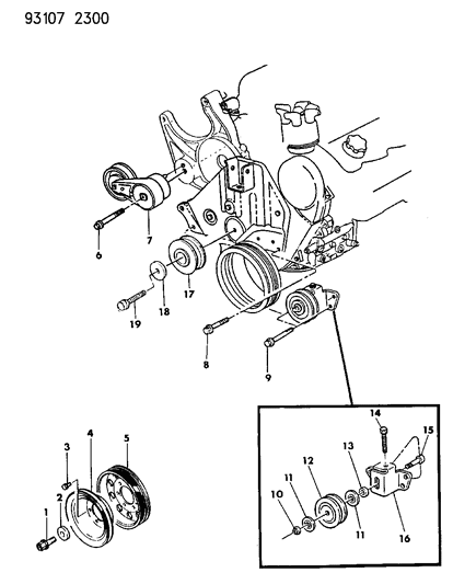 1993 Chrysler LeBaron GTC Drive Pulleys Diagram 2 - Thumbnail