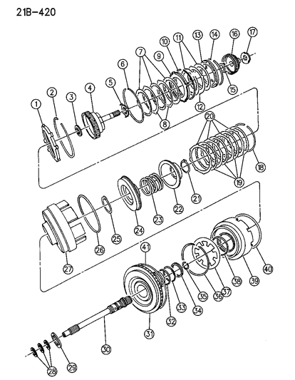 1994 Chrysler LeBaron GTC Clutch & Input Shaft Diagram