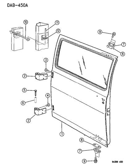 1994 Dodge Ram Van Check Strap, Rear Diagram for 55034070