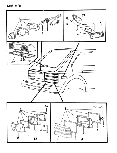 1986 Dodge Charger Lamp Assembly Diagram for 5207516