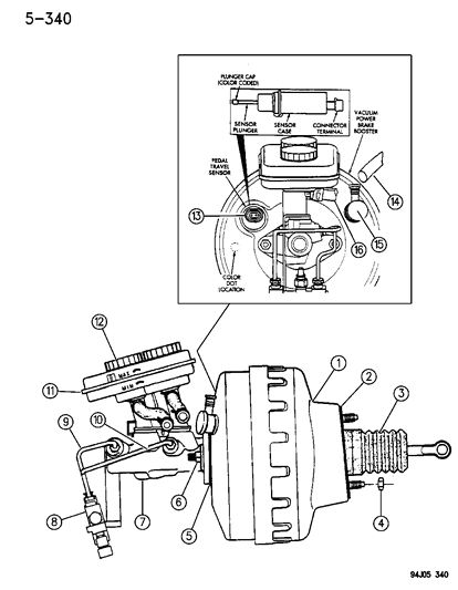 1996 Jeep Cherokee Hose Brake Booster Diagram for 52008569