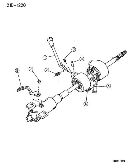 1994 Dodge Ram Wagon Controls , Gearshift , Steering Column Shift Diagram 4 - Thumbnail