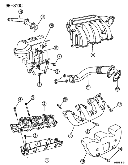 1995 Dodge Caravan Manifolds - Intake & Exhaust Diagram 3 - Thumbnail