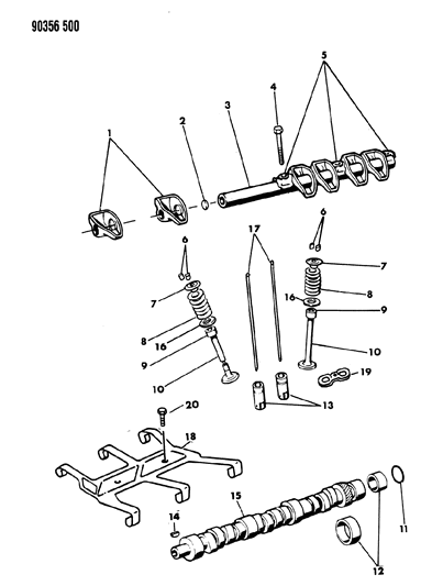 1990 Dodge Ram Wagon Camshaft & Valves Diagram 1 - Thumbnail
