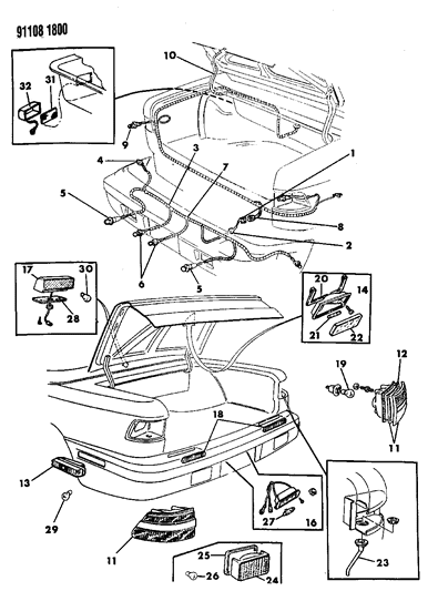 1991 Chrysler TC Maserati Bulb, Back - Up Lamp Diagram for 154226