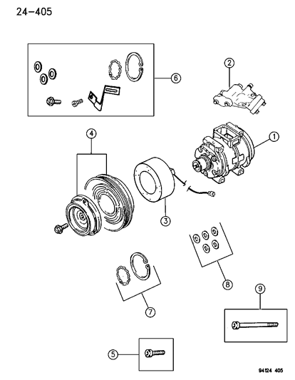 1994 Dodge Shadow A/C Compressor Diagram 1 - Thumbnail