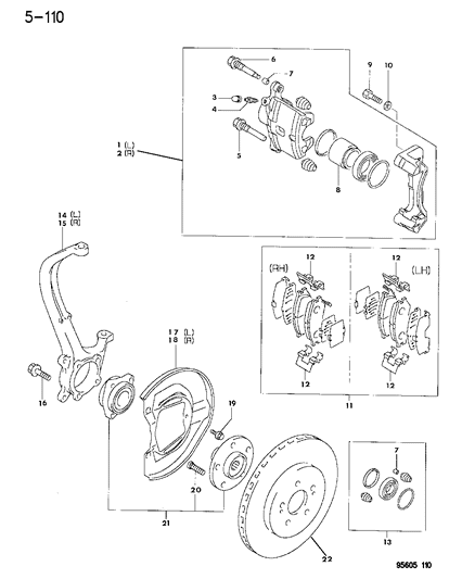 1995 Chrysler Sebring Bolt, Front Brake Diagram for MB151403