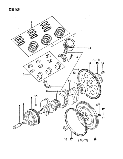 1989 Dodge Raider Crankshaft & Piston Diagram 2 - Thumbnail