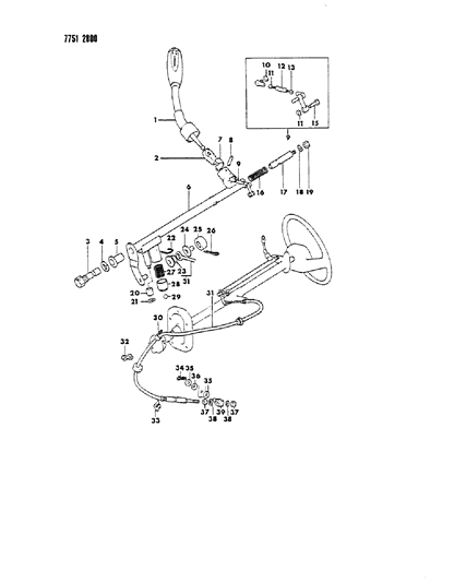 1987 Dodge Ram 50 Controls, Gearshift of Automatic Transmission Diagram