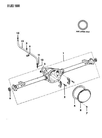 1986 Jeep Comanche Axle Assembly, Rear Diagram 1 - Thumbnail