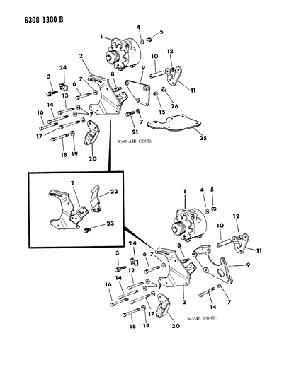 1987 Dodge D150 Alternator & Mounting Diagram 2 - Thumbnail