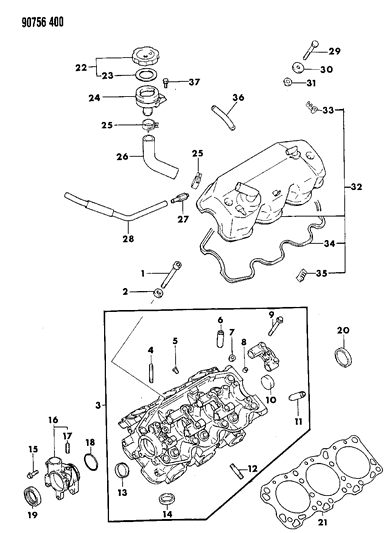 1990 Dodge Ram 50 Cylinder Head Diagram 2 - Thumbnail