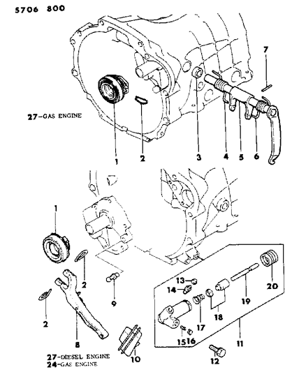 1985 Dodge Colt Controls, Clutch Diagram 1 - Thumbnail