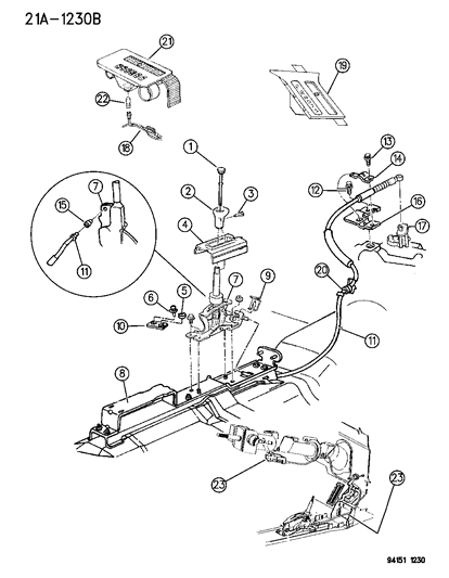 1994 Dodge Shadow Controls , Gearshift , Floor Shaft Diagram 1 - Thumbnail