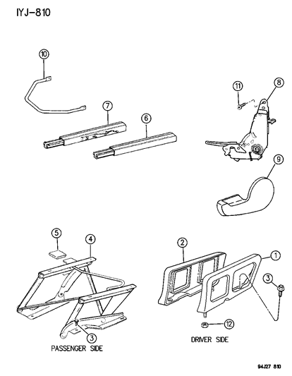 1994 Jeep Wrangler Track Assembly Diagram for 4638614