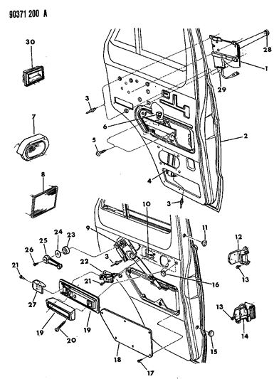 1992 Dodge Ram Van Window Regulator, Front Passenger Side Diagram for 55274564
