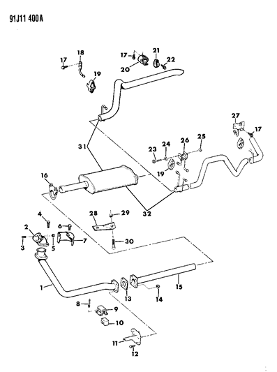 1992 Jeep Comanche Exhaust System Diagram 1 - Thumbnail