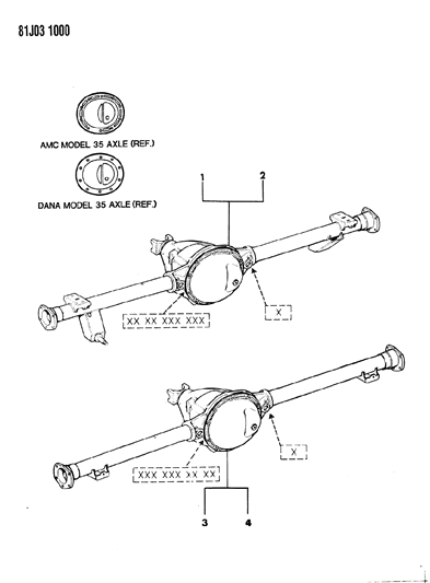 1986 Jeep Comanche Axle Assembly, Rear Diagram 3 - Thumbnail