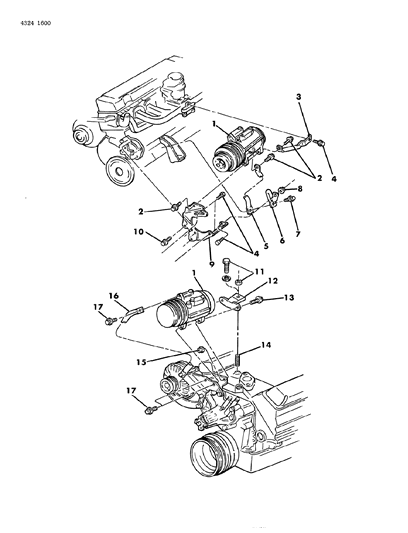 1984 Dodge Ram Wagon Mountings - Air Conditioner Compressor Diagram