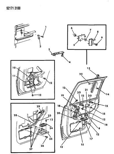 1992 Chrysler New Yorker Salon Door, Rear Glass, Regulators And Controls Diagram