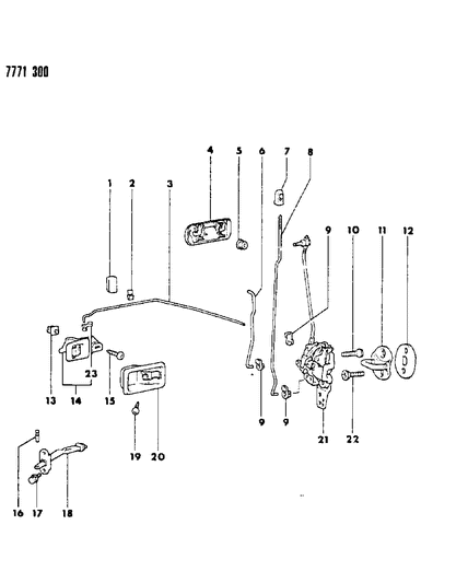 1987 Dodge Colt Door, Front Handles, Locks And Controls Diagram 2 - Thumbnail