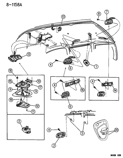 1996 Dodge Grand Caravan Lamp, Dome & Intermediate Dome, Blue Diagram for JV76SC1