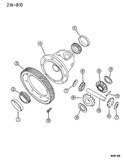 1994 Dodge Shadow Differential Automatic Transaxle Diagram 1 - Thumbnail