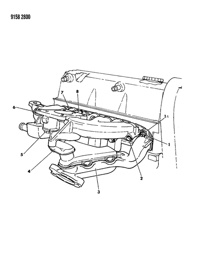 1989 Dodge Caravan Manifolds - Intake & Exhaust Diagram 1 - Thumbnail