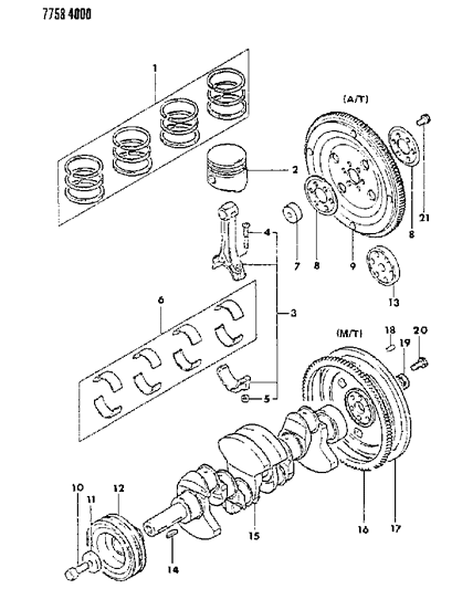 1987 Chrysler Conquest Crankshaft & Piston Diagram 2 - Thumbnail