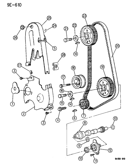 1994 Dodge Shadow Timing Belt & Cover & Intermediate Shaft Diagram 1 - Thumbnail