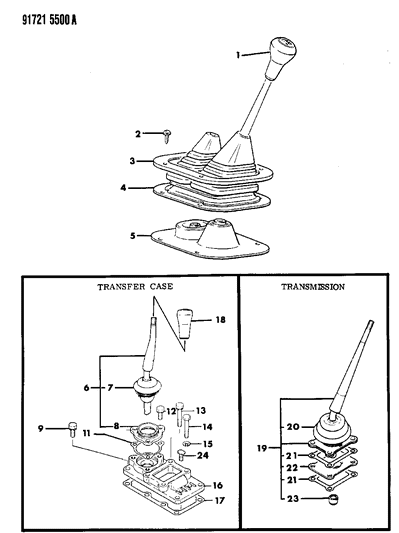 1991 Dodge Ram 50 Controls, Gearshift of Manual Transmission Diagram 1 - Thumbnail