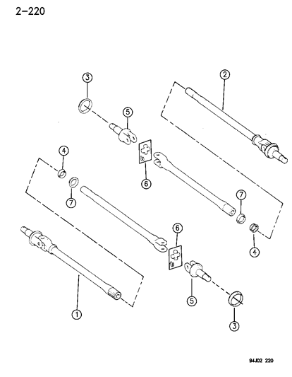 1995 Jeep Wrangler Shafts - Front Axle Diagram 1 - Thumbnail