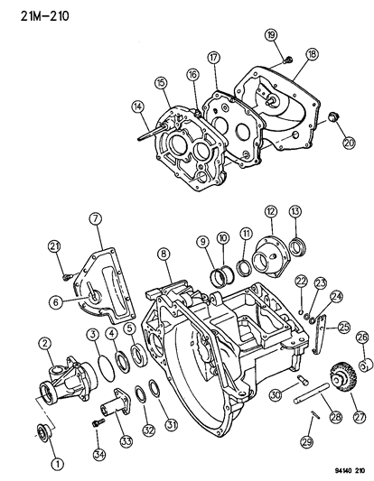 1994 Dodge Shadow Case , Transaxle & Related Parts Diagram 1 - Thumbnail