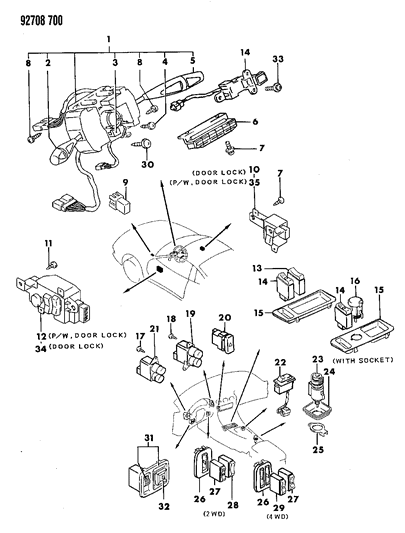1994 Dodge Stealth Switches & Electrical Controls Diagram 2 - Thumbnail