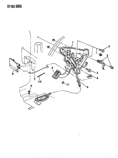 1991 Chrysler TC Maserati Lever - Parking Brake Diagram