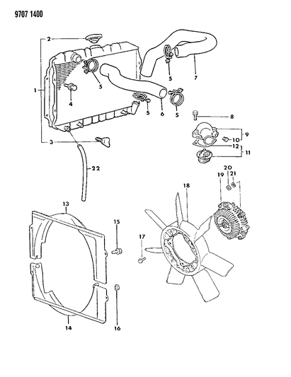 1989 Dodge Raider Radiator & Related Parts Diagram 2 - Thumbnail