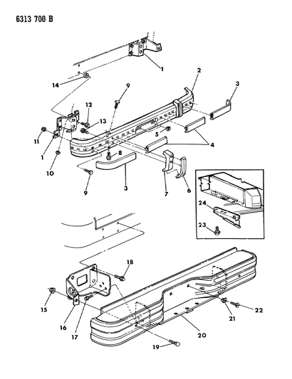 1987 Dodge Ram Wagon Bumper, Rear Diagram 2 - Thumbnail
