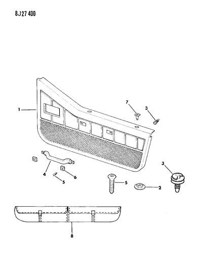 1988 Jeep Wrangler Grommet Diagram for 5AG22JY1