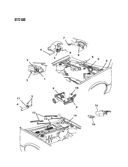 1988 Chrysler LeBaron Premium Windshield Wiper & Washer System Diagram