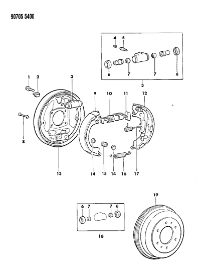 1990 Dodge Ram 50 Spring, Shoe Retainer Diagram for MA151634