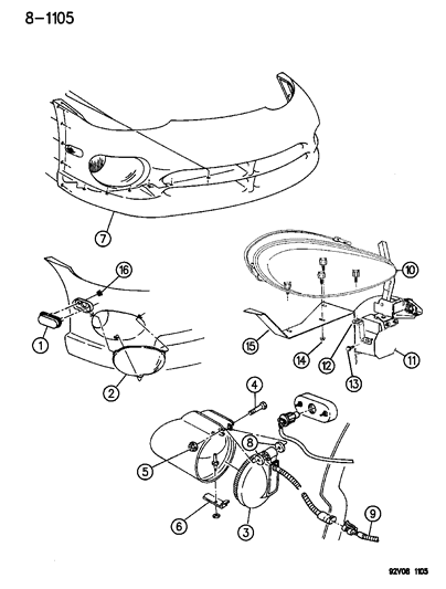 1996 Dodge Viper Lamp, Side Marker Front Diagram for 4643939