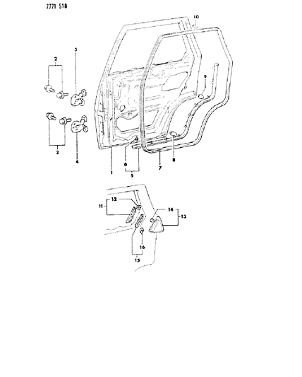 1988 Dodge Colt Fuel Door Bumper Diagram for MB365143