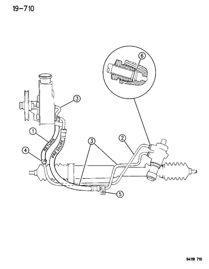 1994 Chrysler LeBaron GTC Power Steering Hoses Diagram