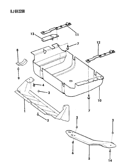 1988 Jeep Cherokee Skid Plate, Front Diagram for 82200613